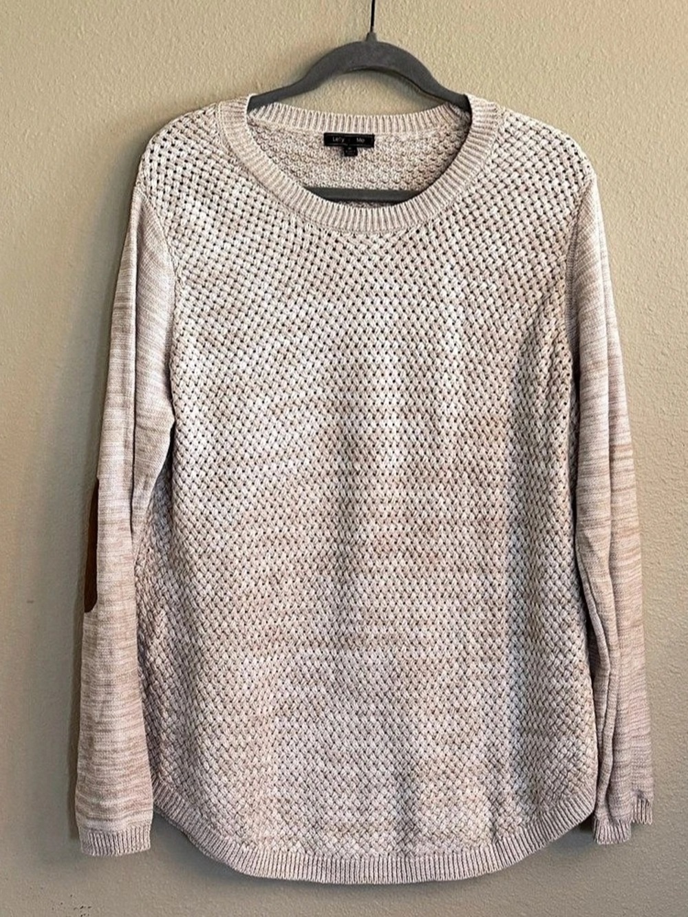 Lety & Me Textured Crewneck Sweater Cream XL